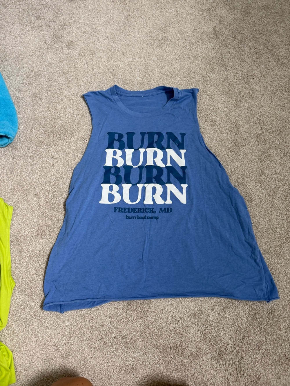 Blue 'Burn' Graphic Muscle Tee - Sleeveless Workout Tank